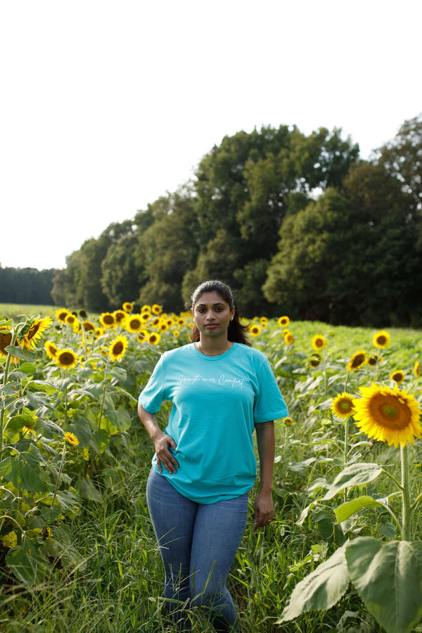 Growth Over Comfort Teal Color Tshirt